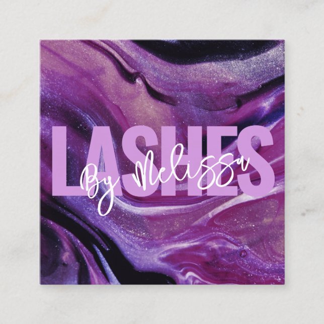 Modern Typography Beauty Makeup Artist Lashes  Square Business Card (Front)
