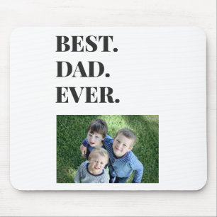 Modern Typography Best Dad Ever Kids Photo Mouse Pad