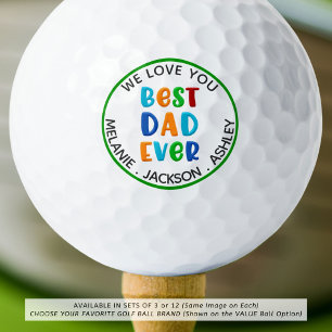 Modern Typography BEST DAD EVER Photo Personalised Golf Balls
