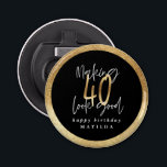 Modern typography black and gold 40th birthday bottle opener<br><div class="desc">Modern typography black and gold 40th birthday party bottle openers</div>