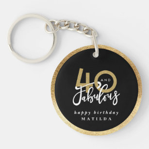 Modern typography black and gold 40th birthday  key ring