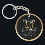 Modern typography black and gold 40th birthday key ring<br><div class="desc">Modern typography black and gold 40th birthday party keyrings</div>