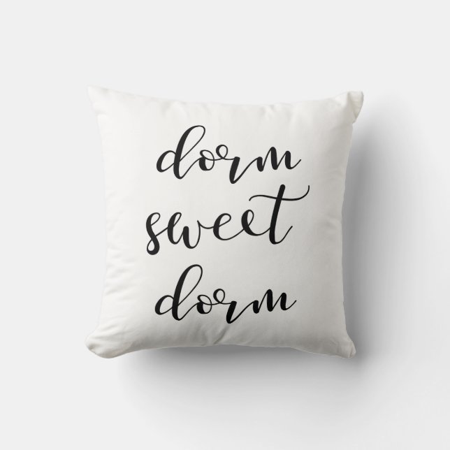 Modern Typography Black and White Dorm Sweet Dorm Cushion (Front)