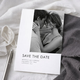 Modern Typography Black and White Photo Wedding Save The Date