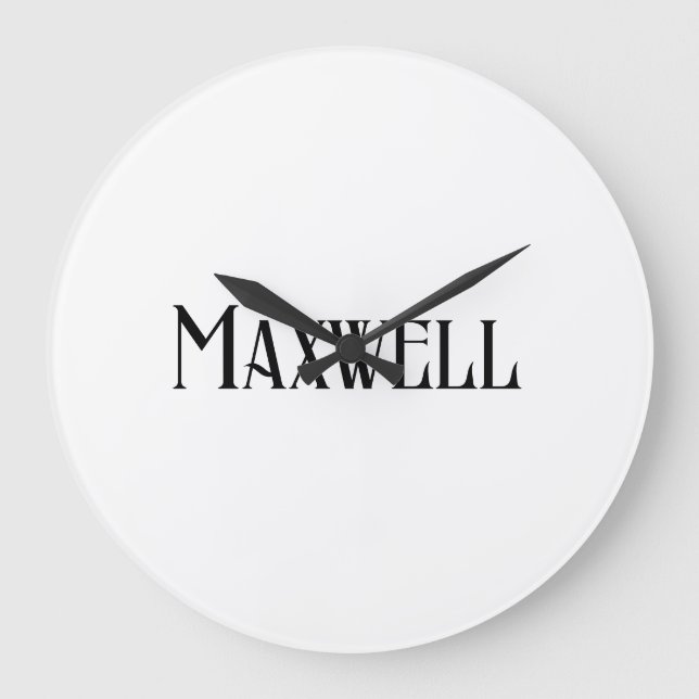 Modern Typography Black Family Name Large Clock (Front)