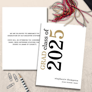 Modern Typography Black Gold 2025 Graduation Announcement