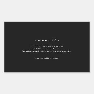 Modern Typography Black Packaging Candle Cosmetics Rectangular Sticker