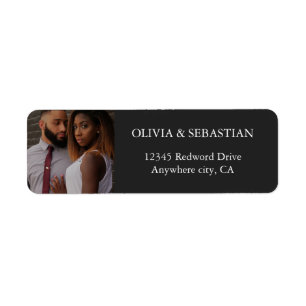 Modern Typography Black Photo Return Address Label