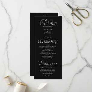 Modern Typography Black Wedding Ceremony Program