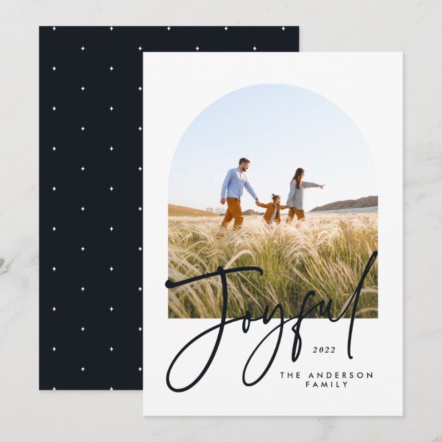 Modern typography black & white 1 photo Christmas (Front/Back)