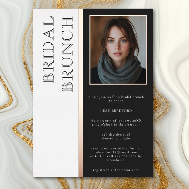 Modern Typography Black White Photo Bridal Brunch (Modern Typography Black White Photo Bridal Brunch Foil Invitation)