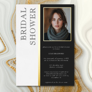 Modern Typography Black White Photo Bridal Shower