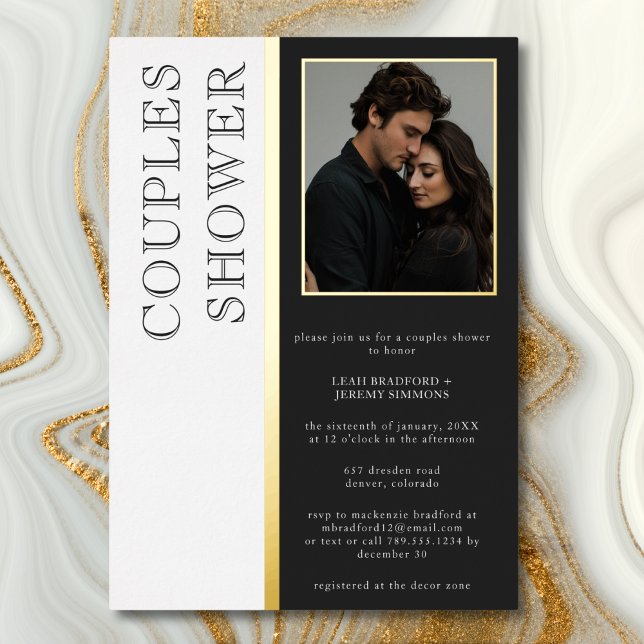 Modern Typography Black White Photo Couples Shower (Modern Typography Black White Photo Couples Shower Foil Invitation)