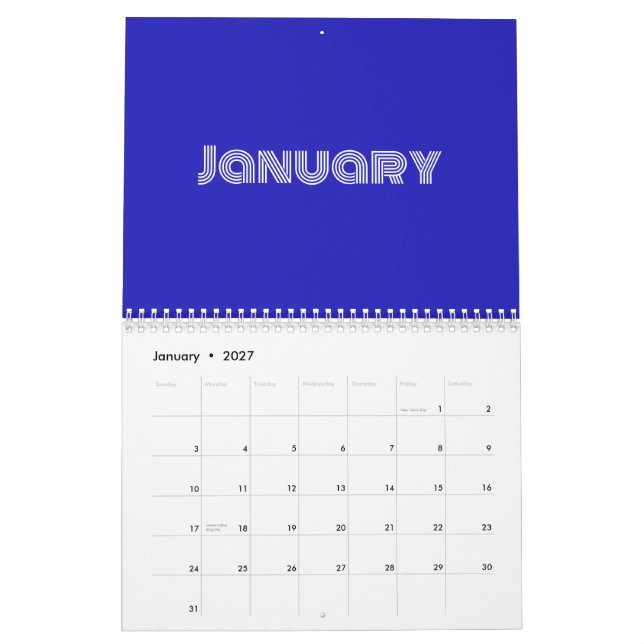 Modern Typography Blue Calendar (Jan 2027)