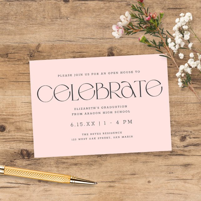 Modern Typography Blush Pink Graduation Party Enclosure Card (Creator Uploaded)