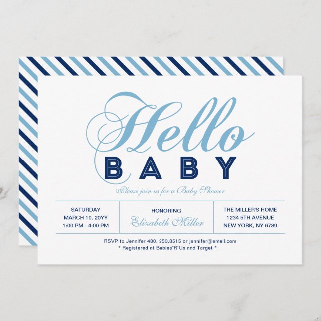 Modern Typography Boy Baby Shower, Sprinkle Invitation (Front/Back)