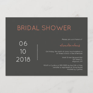 Modern typography bridal shower invitations
