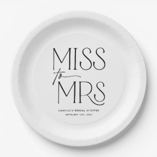 Modern Typography Bridal Shower Paper Plate