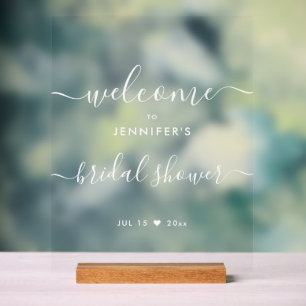 Modern Typography Bridal Shower Welcome White Acrylic Sign