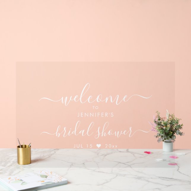 Modern Typography Bridal Shower Welcome White Acrylic Sign (Wedding)