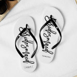 Modern Typography "Bridesmaid" Thongs<br><div class="desc">Personalised Bridal party flip-flops featuring an stylish and trendy script typography. Customise with the bride and groom's monogram, wedding date, and bridesmaid's name for a one of a kind design! Looking for a custom colour? No problem! Just send your request to heartlockedstudio at gmail dot com and we'll get back...</div>