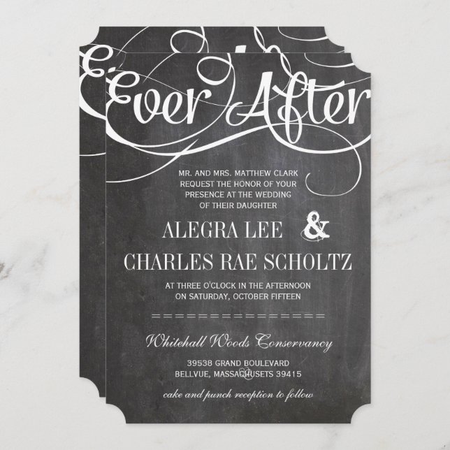 Modern Typography Chalkboard Ever After Chalkboard Invitation (Front/Back)