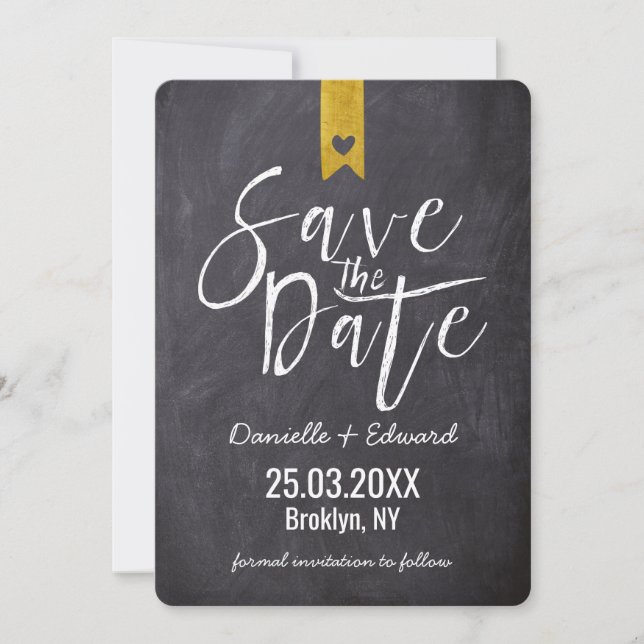 Modern Typography Chalkboard No  Photo Save The Date (Front)