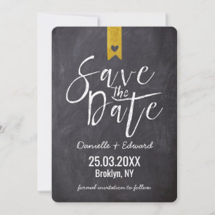 Modern Typography Chalkboard No Photo Save The Date