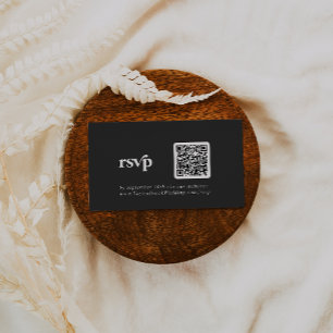 Modern Typography   Charcoal Grey QR code RSVP Enclosure Card