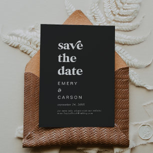 Modern Typography Charcoal Grey Save the Date