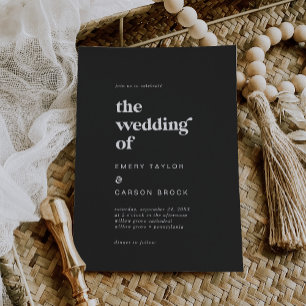 Modern Typography Charcoal Grey The Wedding Of Invitation