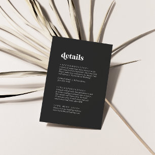 Modern Typography   Charcoal Grey Wedding Details Enclosure Card