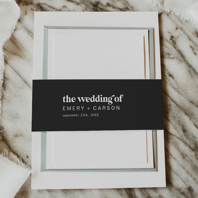 Modern Typography | Charcoal Grey Wedding Invitation Belly Band (Creator Uploaded)