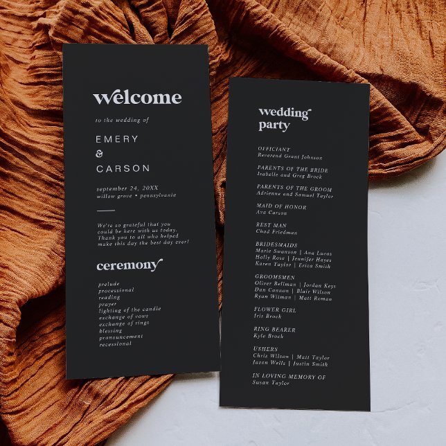 Modern Typography | Charcoal Grey Wedding Program (Creator Uploaded)