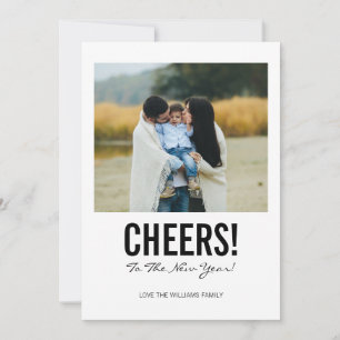 Modern Typography Cheers New Year's Photo Card