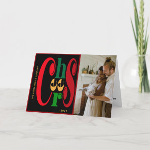 Modern Typography CHEERS Photo Holiday Card