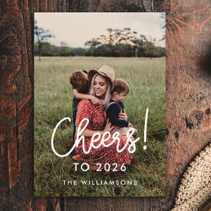 Modern typography Cheers to 2022 New Year's photo Holiday Card