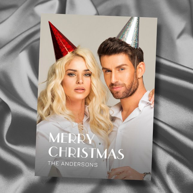 Modern Typography Christmas Photo 2 Side Design Holiday Card (Creator Uploaded)