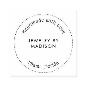 Modern Typography Circle Handmade Business Name  Rubber Stamp