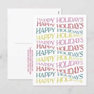Modern Typography Colourful Bright Happy Holidays Holiday Postcard