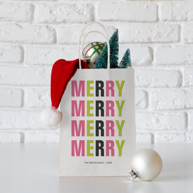 Modern Typography Colourful  "Merry" Christmas  Small Gift Bag (Creator Uploaded)