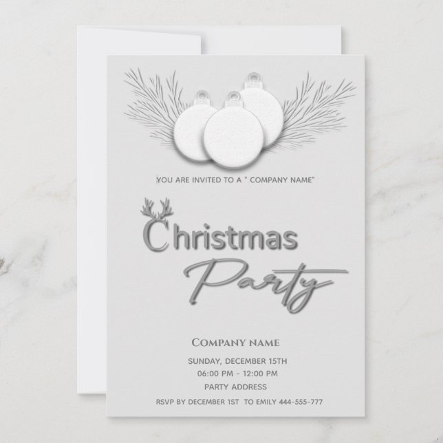Modern  typography corporate Christmas party Invitation (Front)
