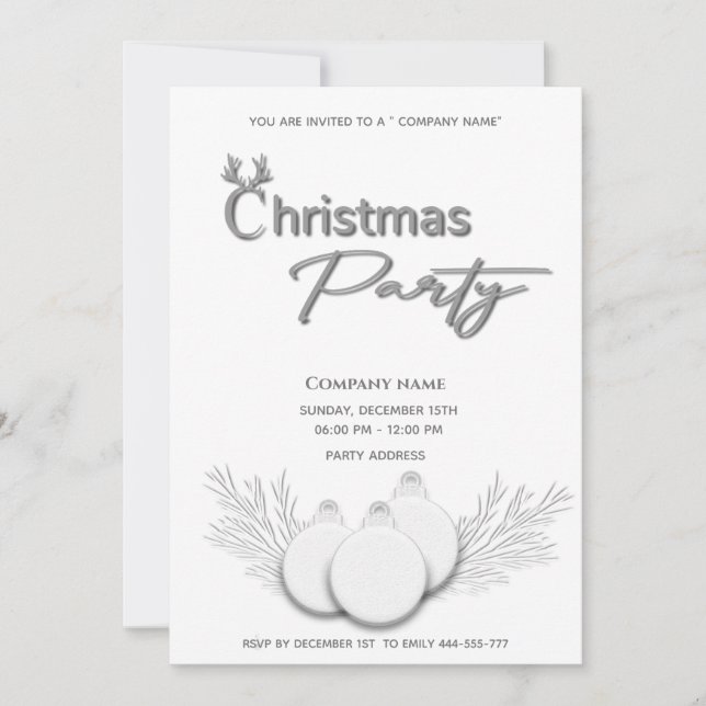 Modern  typography corporate Christmas party Invitation (Front)