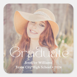 modern typography country photo graduation square sticker