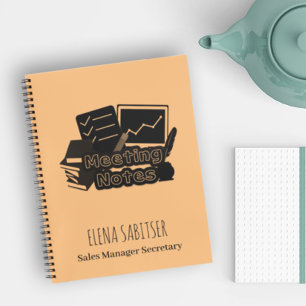 Modern Typography Custom name Meeting Notes Notebook