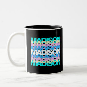 Modern Typography Custom Name Pastel Holographic Two-Tone Coffee Mug