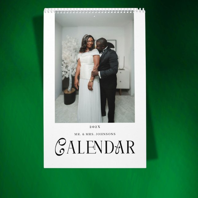 Modern Typography Custom Newlyweds Wedding Photo Calendar (Creator Uploaded)