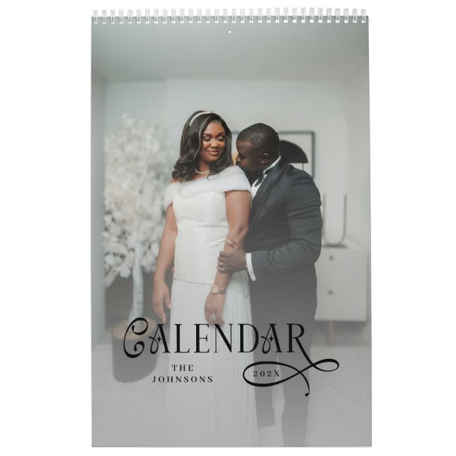 Modern Typography Custom Newlyweds Wedding Photo Calendar (Cover)