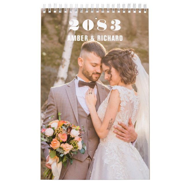 Modern Typography Custom WEDDING Photo Minimalist Calendar (Cover)