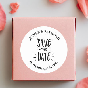 Modern Typography Custom Wedding Save the Date Classic Round Sticker